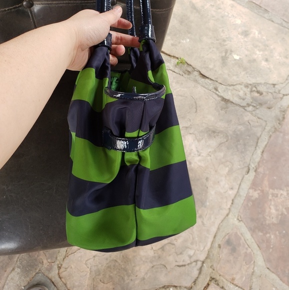 SOLD🍀Kate Spade Blue Green Stripe Stevie Bag - Picture 3 of 8